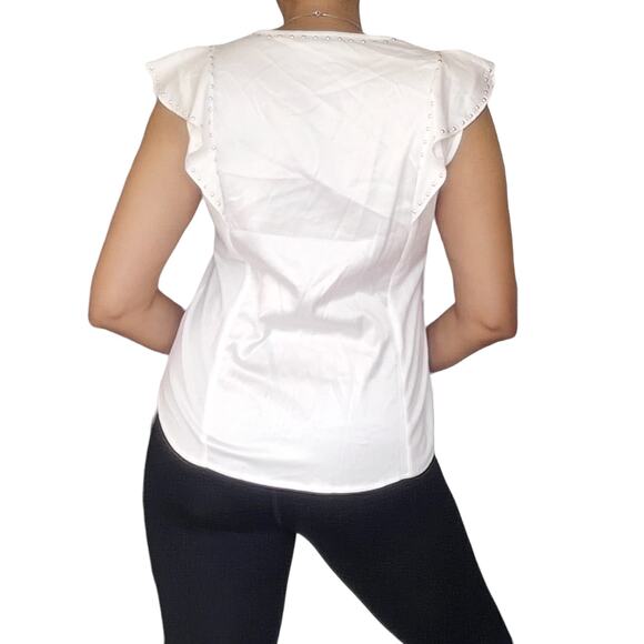 GENERATION LOVE Jordyn Stud silky flutter sleeve top blouse in white Size M NEW - Picture 3 of 8